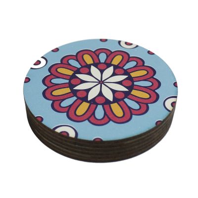 B19 Wooden Tile Pattern Coaster 6 Pieces