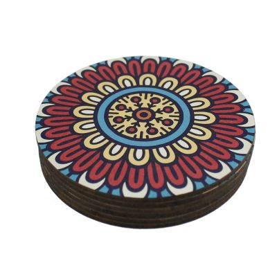 B20 Wooden Tile Pattern Coaster 6 Pieces