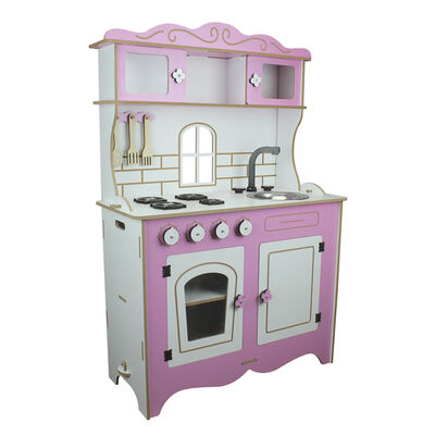 Toysilla - ÇG39 Wood Children ' s Kitchen Pink Window