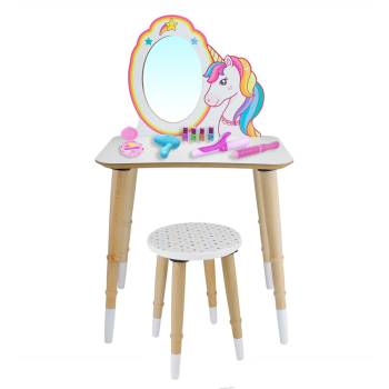 Toysilla - CG74 Wooden Children's Makeup Table with Stool