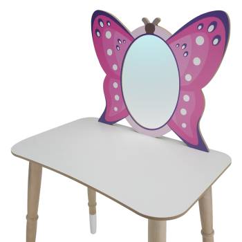 CG81 Wooden Children's Butterfly Makeup Table With Stool