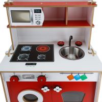 CG82 Wooden Kids Play Kitchen Red - Thumbnail