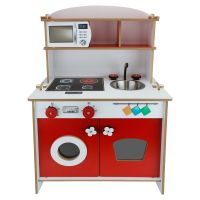 CG82 Wooden Kids Play Kitchen Red - Thumbnail