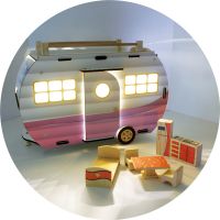 CG96 Wooden Toy Caravan Led Light Pink - Thumbnail