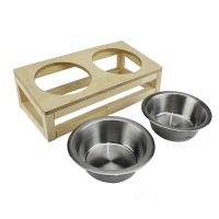 PS28 Natural Wood Double Food Container - Thumbnail