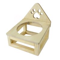 PS29 Natural Wood Single Food Bowl With Backrest - Thumbnail