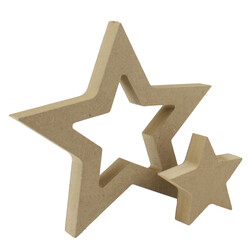 F14 Dual Star Figure Biblo Wood Object - Thumbnail