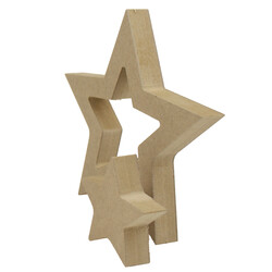 F14 Dual Star Figure Biblo Wood Object - Thumbnail