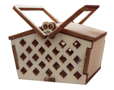 MY36 Miniature Picnic Basket Wood Object