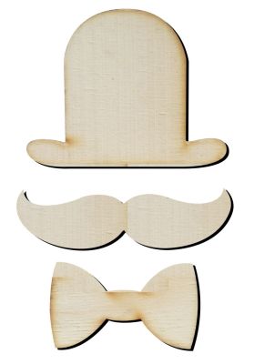  - O29 Hat Moustache Bow Pack Ornamen Wood Object