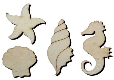 O35 Sea Horse Star Pack Ornamen Wood Object