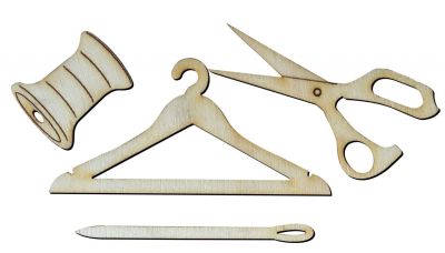 O52 Scissors Needle Needle Makara Wood Object
