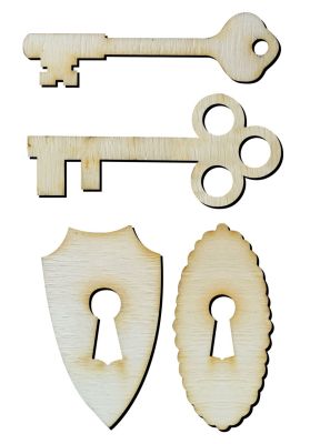  - O62 Key Lock Packet Ornamends Wood Object
