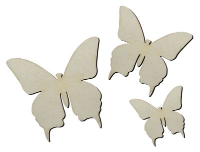 O63 Triple Butterfly Packet Ornamends Wood Object