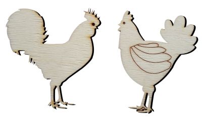 O67 Chicken Rooster Pack Ornamen Wood Object