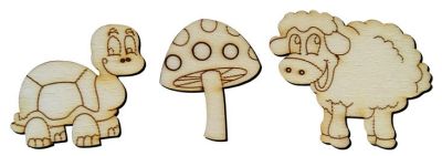  - O91 Lamb Mushroom Turtle Wood Object