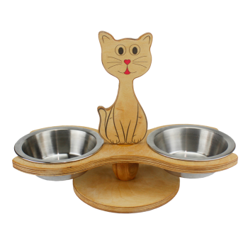  - PS37 Natural Wood Double Cat Food