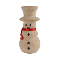 YB62 Natural Wooden Snowman - Thumbnail
